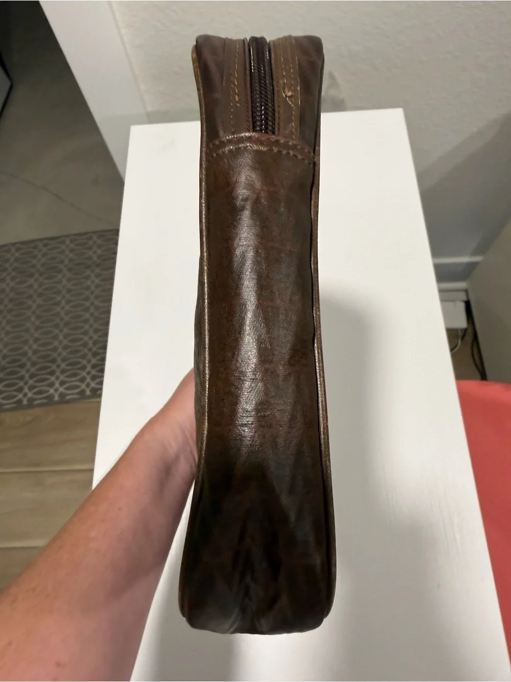Mario Valentino Brown Leather Wristlet Travel Pouch